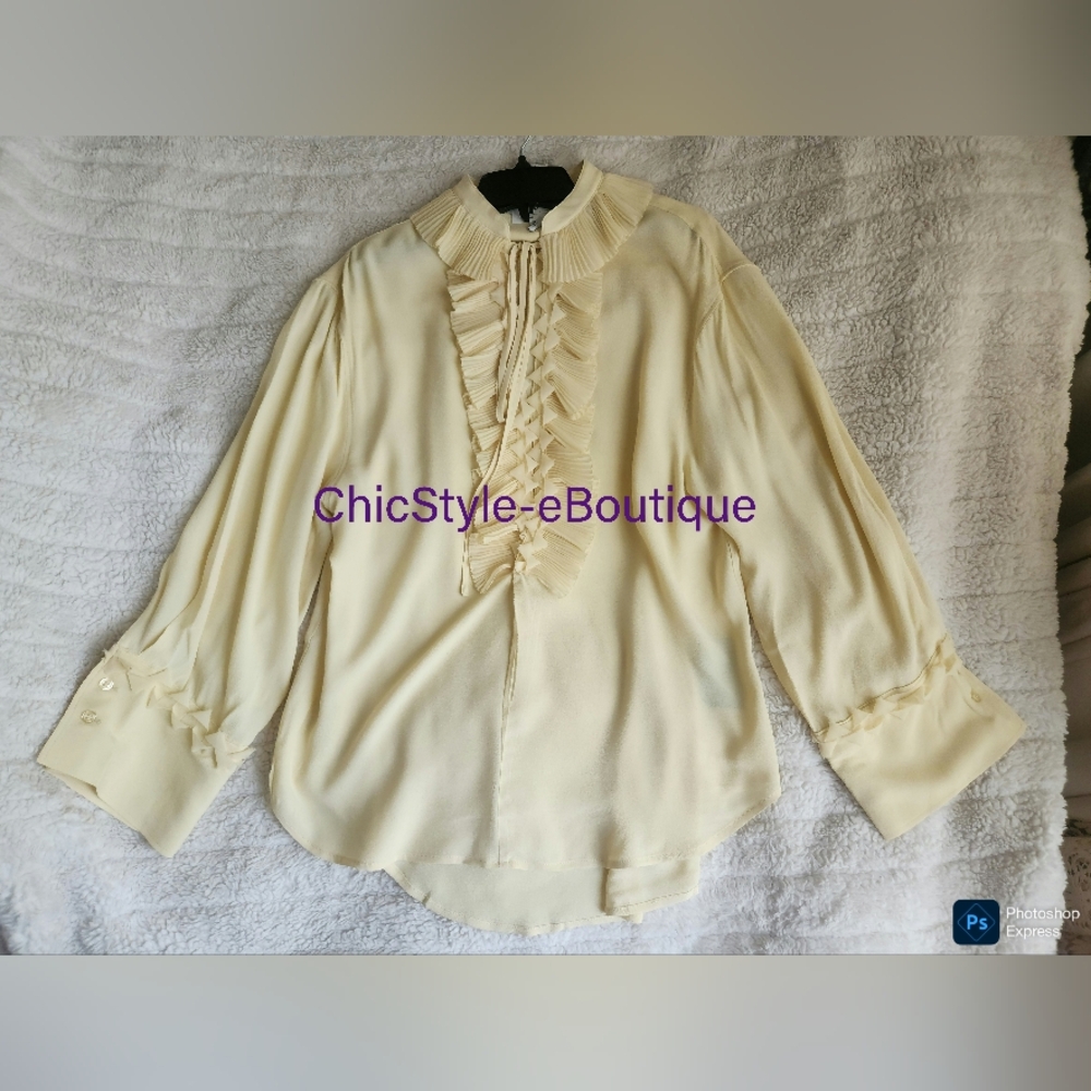 H&M S/S 2025 The STUDIO Ruffled Tunic Pale Yellow ONLY NO LOW BALLING!! - Picture 15 of 16